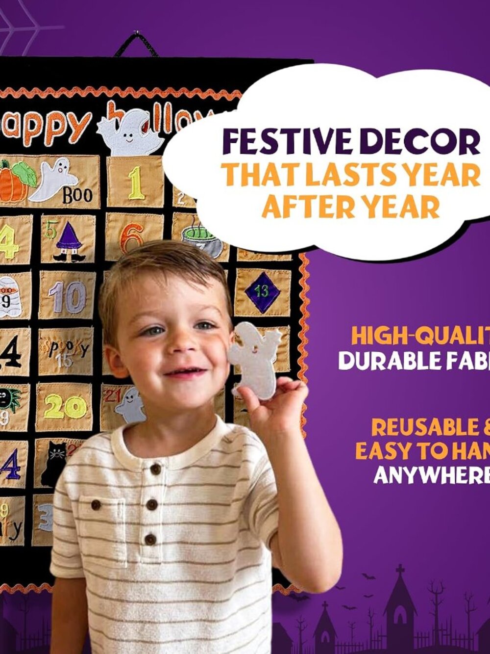 Happy Halloween Advent Countdown Calendar Decoration for Kids and Family by | Wa - Picture 4 of 5